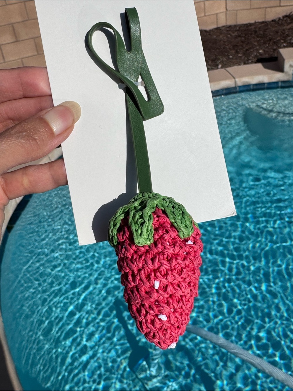 Strawberry straw bag charm